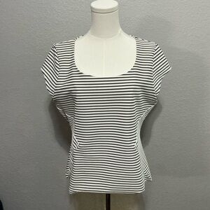 White House Black Market Black and White Striped Tee